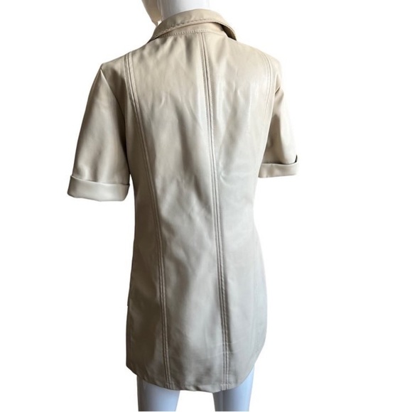 ZARA FAUX LEATHER CREAM MINI DRESS SMALL - Picture 3 of 7